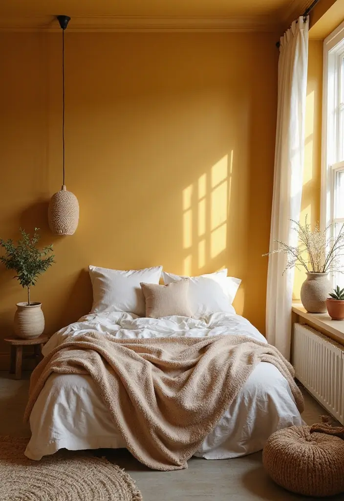 25 Room Painting Ideas Bedroom Aesthetic That Feel Calm & Trendy - 11. Muted Mustard Yellow