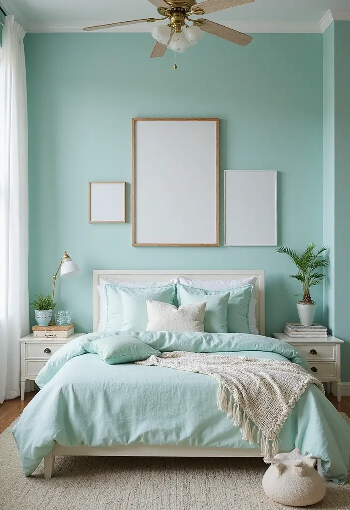 25 Room Painting Ideas Bedroom Aesthetic That Feel Calm & Trendy - 18. Whimsical Light Aqua