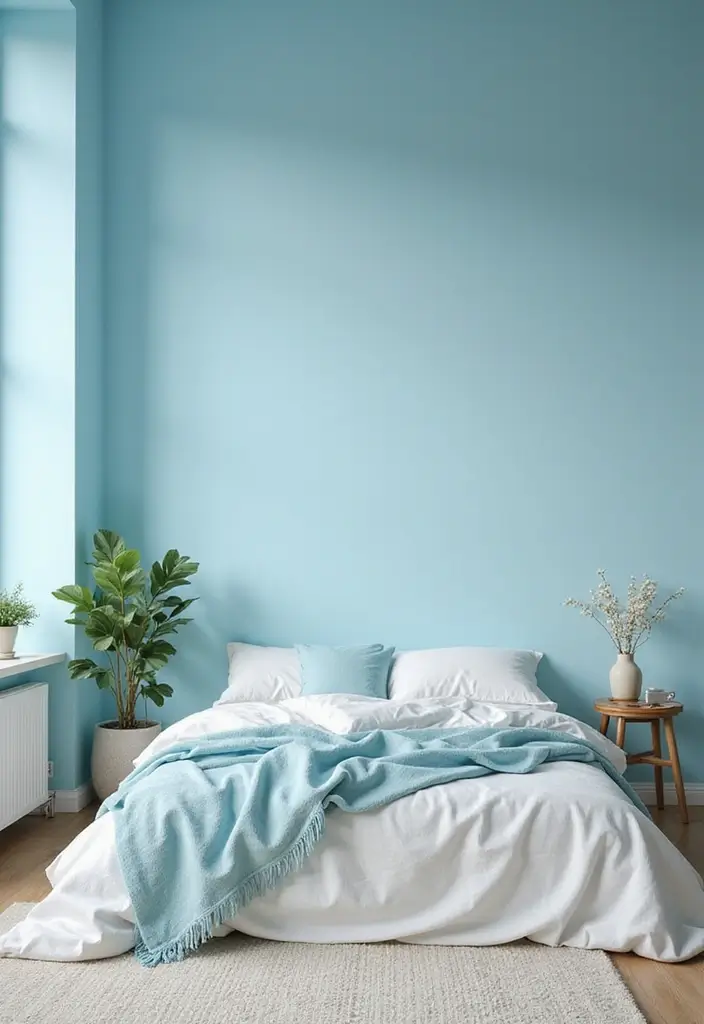 25 Room Painting Ideas Bedroom Aesthetic That Feel Calm & Trendy - 25. Uplifting Sky Blue