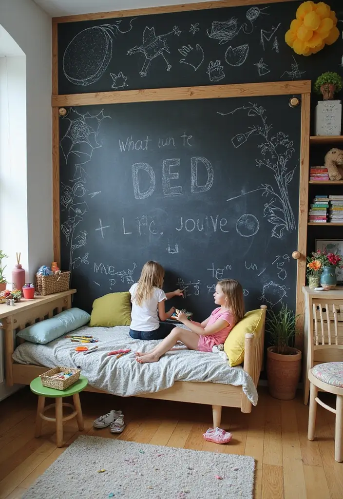 25 Toca Boca House Ideas Free Bedroom That Are Cute & Creative - 5. Interactive Chalkboard Wall