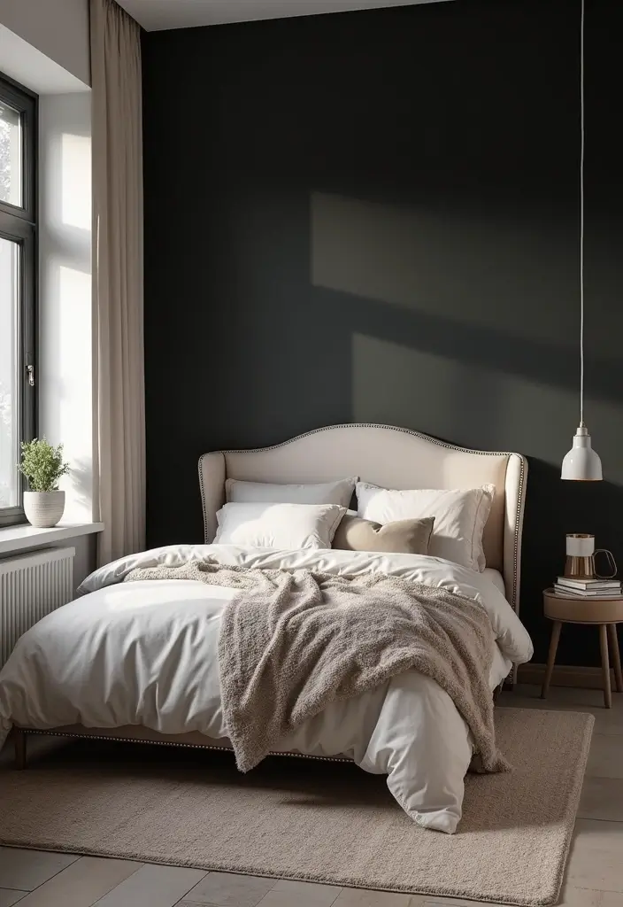 25 Upholstered Beds Bedroom Ideas That Feel Luxe and Cozy - 12. Bold Contrast