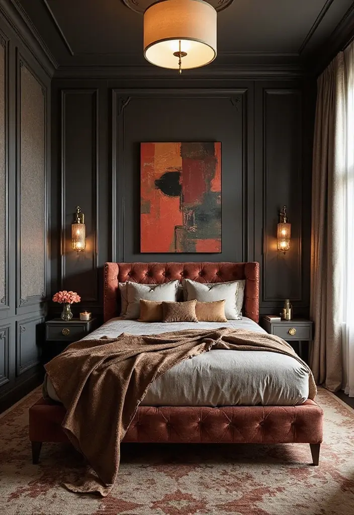 25 Upholstered Beds Bedroom Ideas That Feel Luxe and Cozy - 14. Art Deco Inspiration