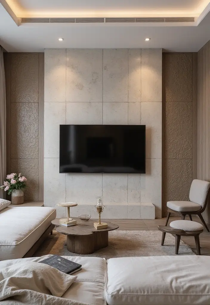 30 Bedroom Ideas with TV That Balance Relaxation & Design - 13. Textured Wall Panels
