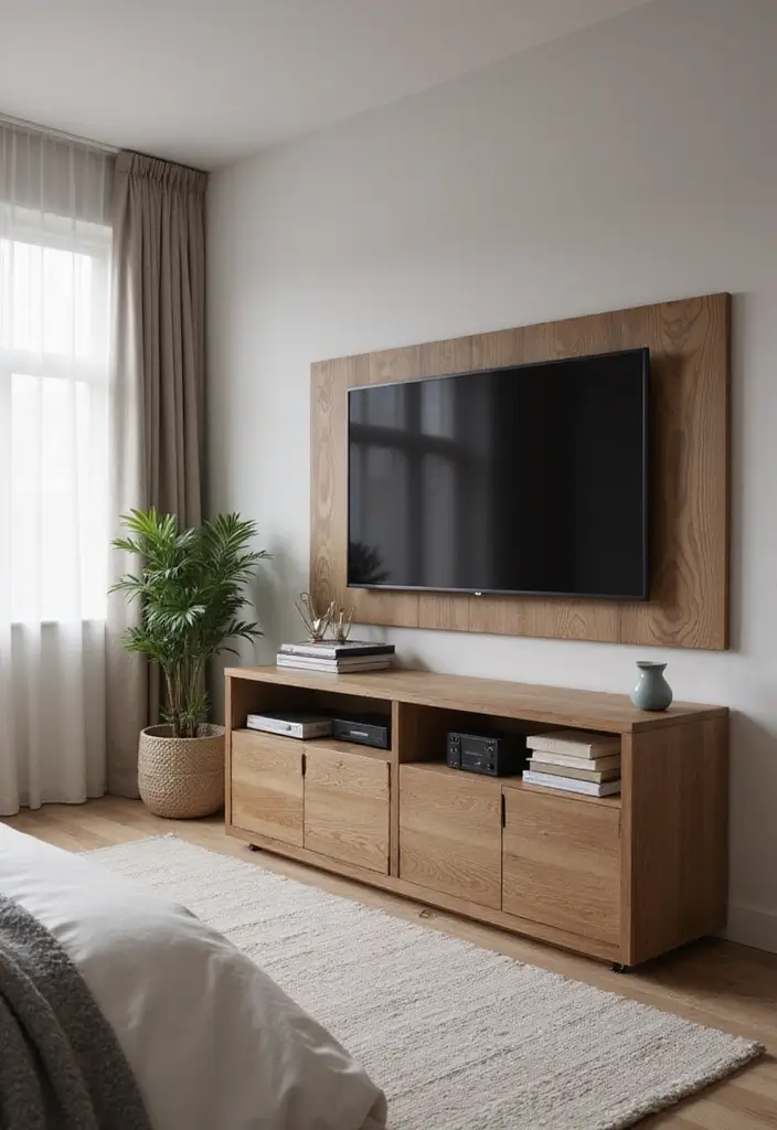 30 Bedroom Ideas with TV That Balance Relaxation & Design - 5. TV Integrated into Furniture