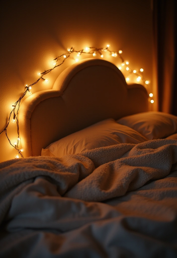30 Bedroom Photoshoot Ideas Night That Feel Cozy & Romantic - 1. Soft Lighting with Fairy Lights