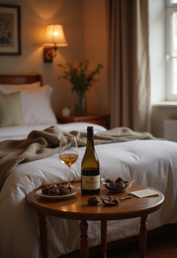 30 Bedroom Photoshoot Ideas Night That Feel Cozy & Romantic - 10. Sweet Snacks and Drinks Setup