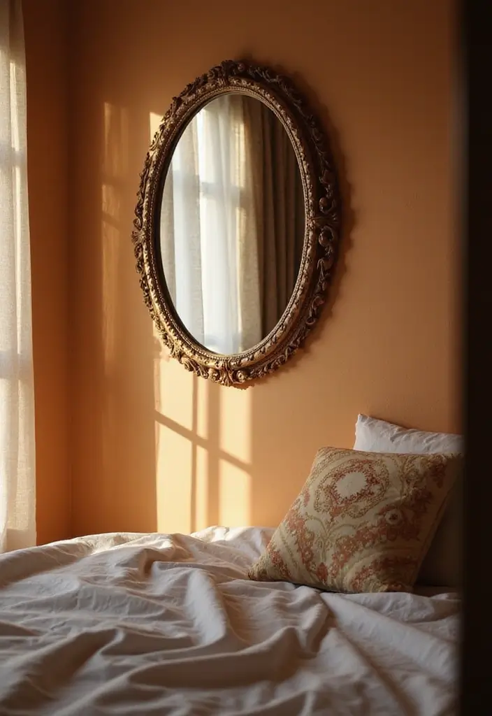 30 Bedroom Photoshoot Ideas Night That Feel Cozy & Romantic - 19. Mirrors to Reflect Warmth
