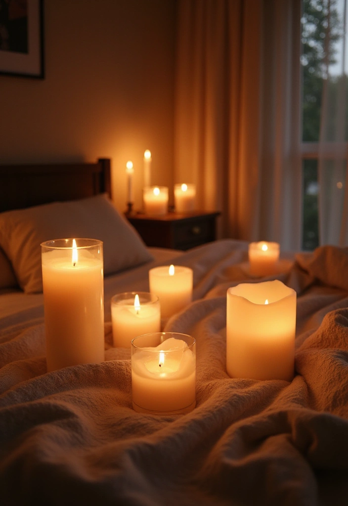 30 Bedroom Photoshoot Ideas Night That Feel Cozy & Romantic - 4. Candlelit Romance