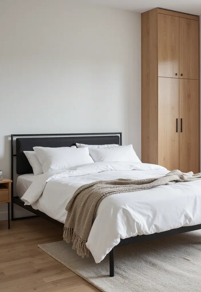 30 Black Bed Frame Bedroom Ideas That Look Strong & Stylish - 1. Sleek Metal Frame for Minimalist Vibes