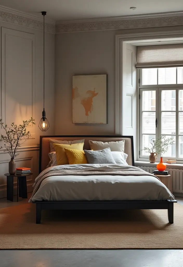 30 Black Bed Frame Bedroom Ideas That Look Strong & Stylish - 14. Contemporary Mixed Materials Frame