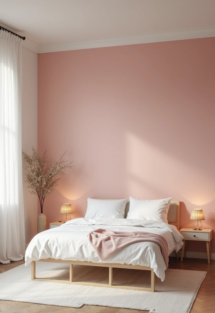 30 Blush Pink Bedroom Ideas That Feel Soft Romantic & Chic - 1. Blush Pink Accent Wall