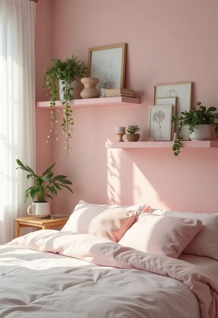 30 Blush Pink Bedroom Ideas That Feel Soft Romantic & Chic - 14. Blush Pink Shelving