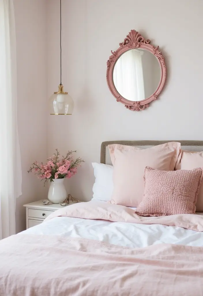 30 Blush Pink Bedroom Ideas That Feel Soft Romantic & Chic - 15. Blush Pink Mirrors