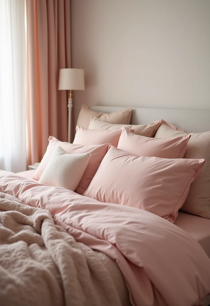30 Blush Pink Bedroom Ideas That Feel Soft Romantic & Chic - 2. Blush Pink Bedding Sets
