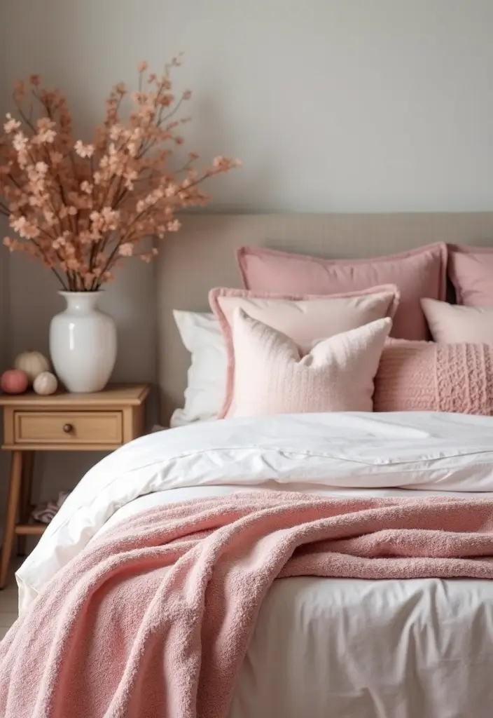 30 Blush Pink Bedroom Ideas That Feel Soft Romantic & Chic - 27. Blush Pink Seasonal Decor