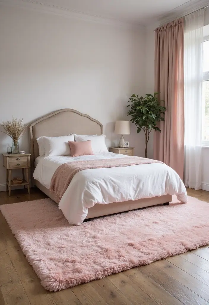 30 Blush Pink Bedroom Ideas That Feel Soft Romantic & Chic - 3. Blush Pink Rugs