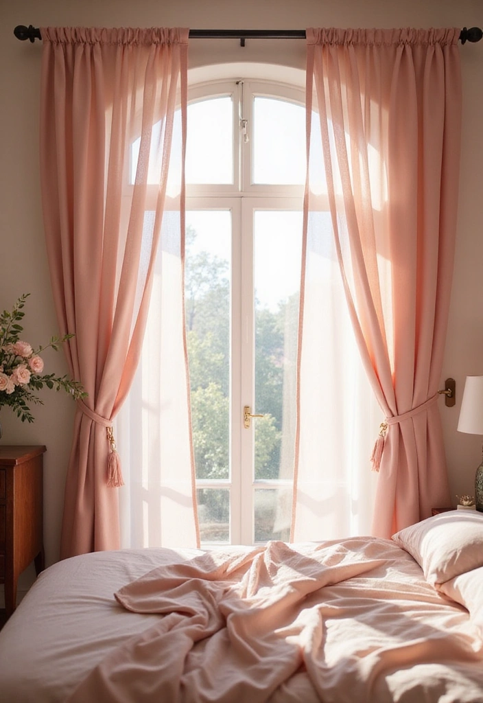 30 Blush Pink Bedroom Ideas That Feel Soft Romantic & Chic - 4. Blush Pink Curtains