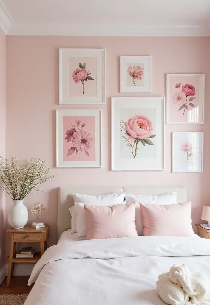 30 Blush Pink Bedroom Ideas That Feel Soft Romantic & Chic - 6. Blush Pink Artwork