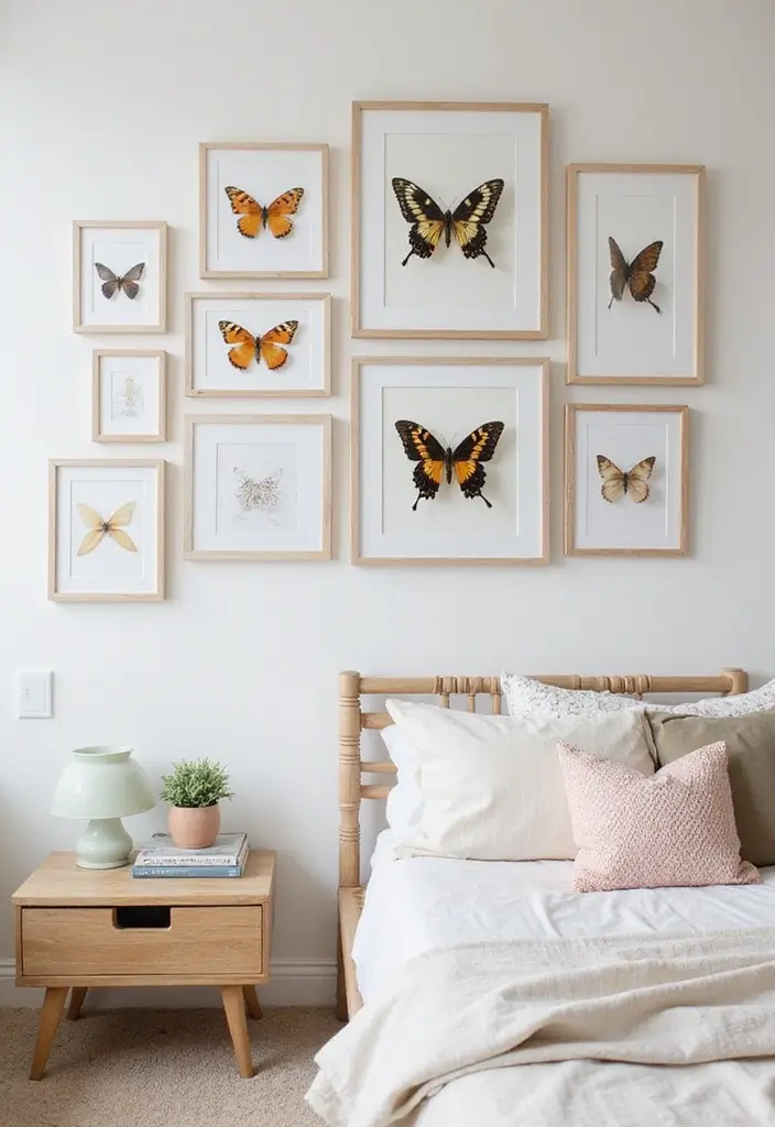30 Butterfly Wall Decor Bedroom Ideas That Look Whimsical & Lovely - 12. Butterfly Artwork from Nature