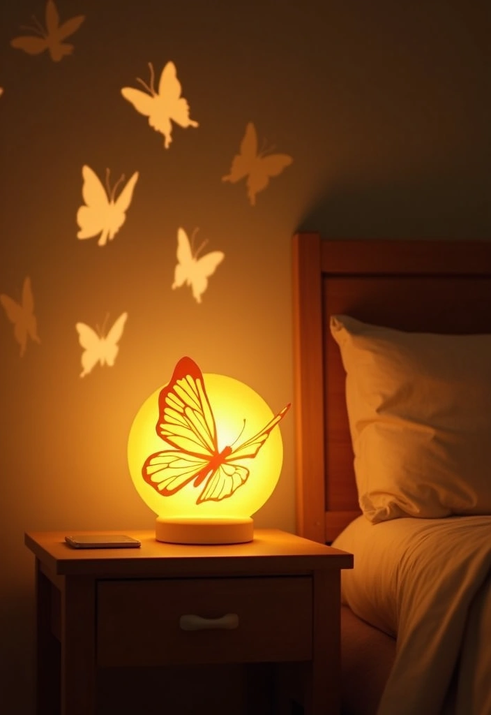 30 Butterfly Wall Decor Bedroom Ideas That Look Whimsical & Lovely - 18. Butterfly Night Lights