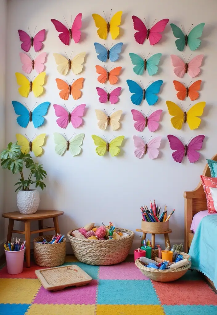 30 Butterfly Wall Decor Bedroom Ideas That Look Whimsical & Lovely - 23. Butterfly-Themed Art Supplies