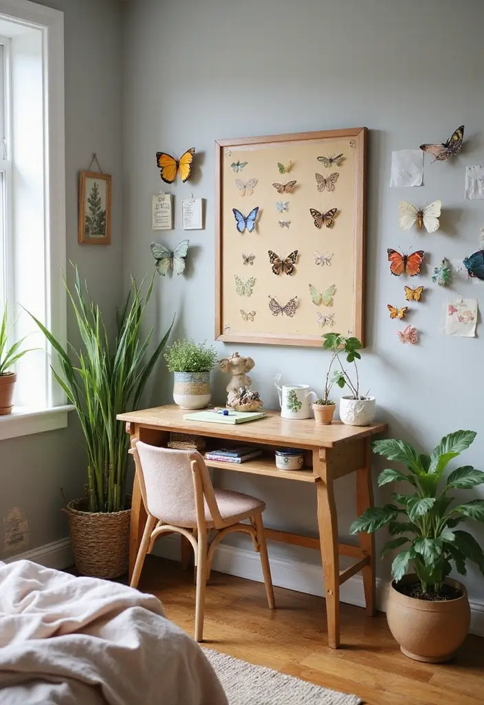 30 Butterfly Wall Decor Bedroom Ideas That Look Whimsical & Lovely - 28. Butterfly Science Corner