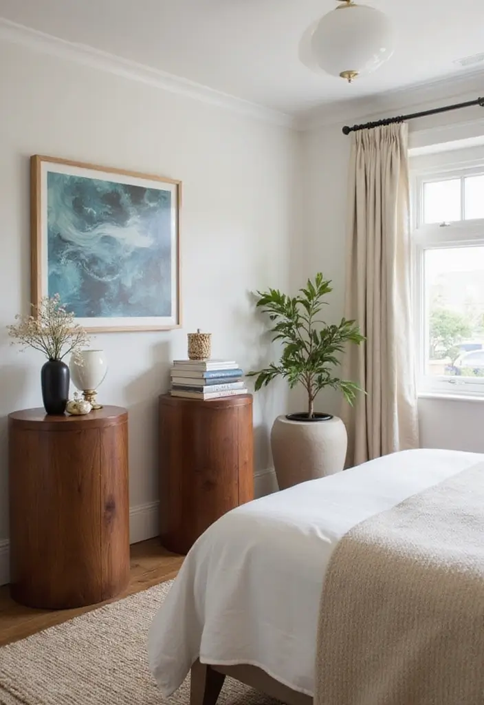 30 Dark Oak Bedroom Ideas That Bring Natural Warmth - 18. Dark Oak Pedestals