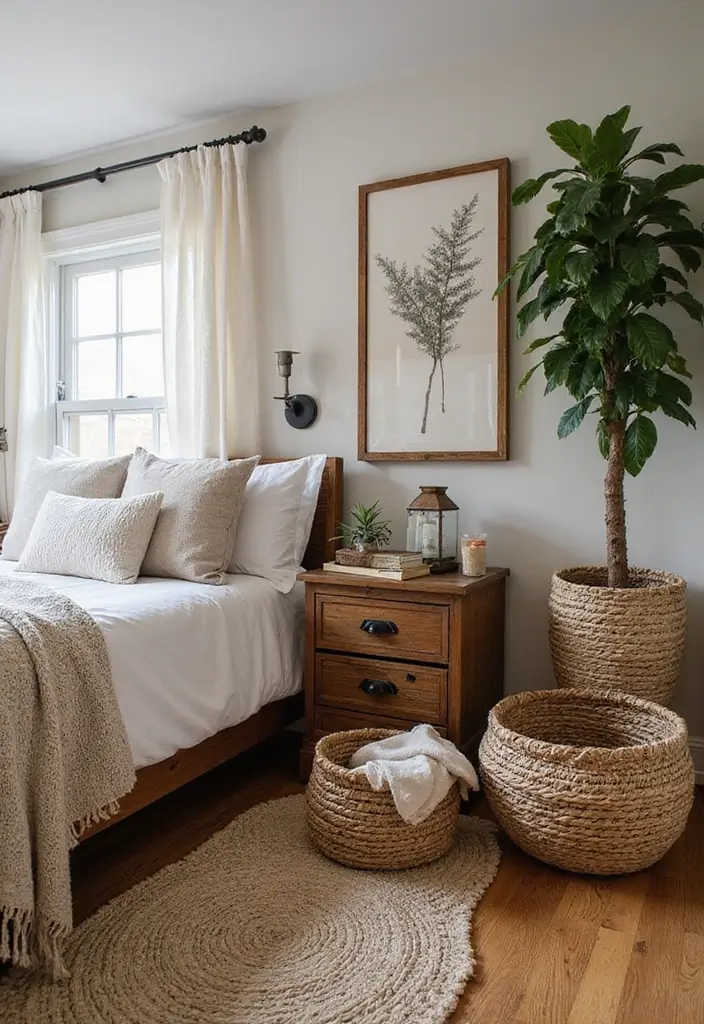 30 Dark Oak Bedroom Ideas That Bring Natural Warmth - 26. Dark Oak Baskets and Organizers