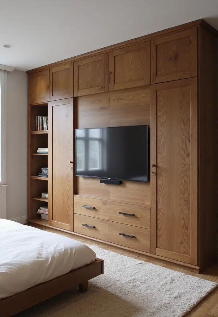 30 Dark Oak Bedroom Ideas That Bring Natural Warmth - 29. Dark Oak Mulit-functional Furniture