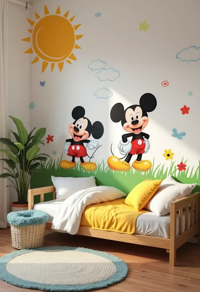30 Mickey Mouse Bedroom Ideas That Bring Disney Magic Home - 14. Mickey Mouse Themed Wall Borders