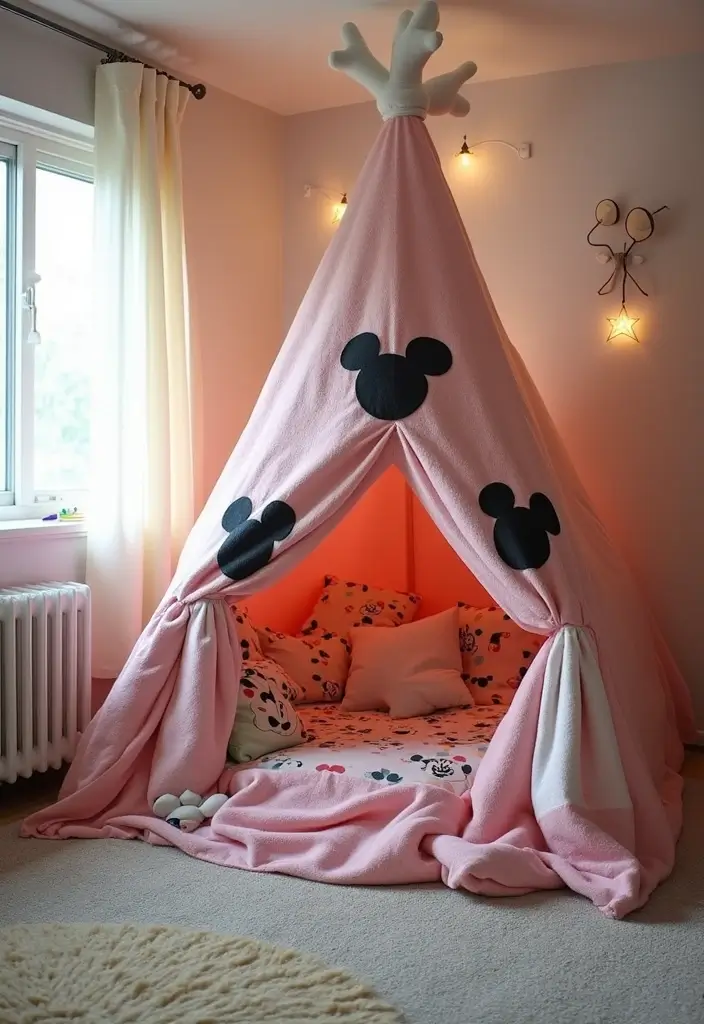 30 Mickey Mouse Bedroom Ideas That Bring Disney Magic Home - 18. Mickey Mouse Themed Pillow Forts