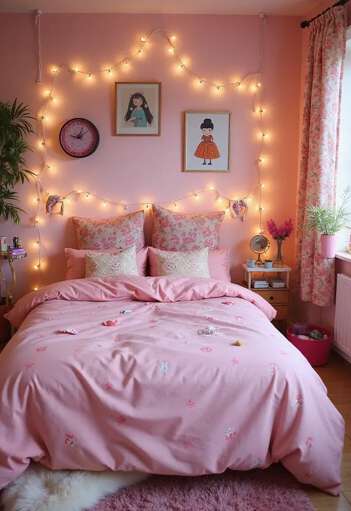 30 Pink Comforter Bedroom Ideas That Add Cozy Color - 14. Whimsical Wonderland