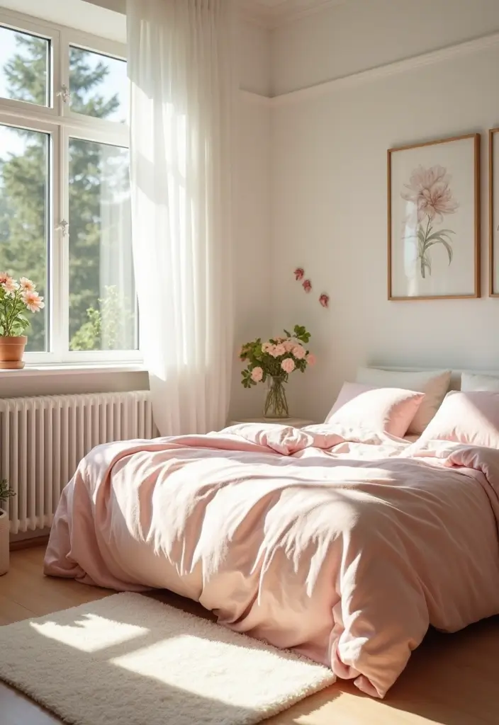 30 Pink Comforter Bedroom Ideas That Add Cozy Color - 22. Sun-drenched Bedroom