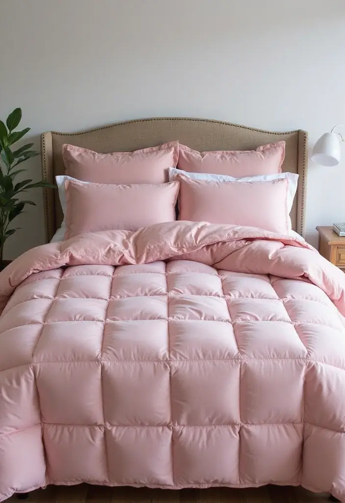 30 Pink Comforter Bedroom Ideas That Add Cozy Color - 27. Transitioning Seasons