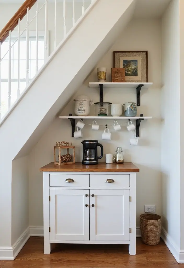 30 Stair Bulkhead Ideas Bedroom That Use Space Creatively - 11. Compact Coffee Station