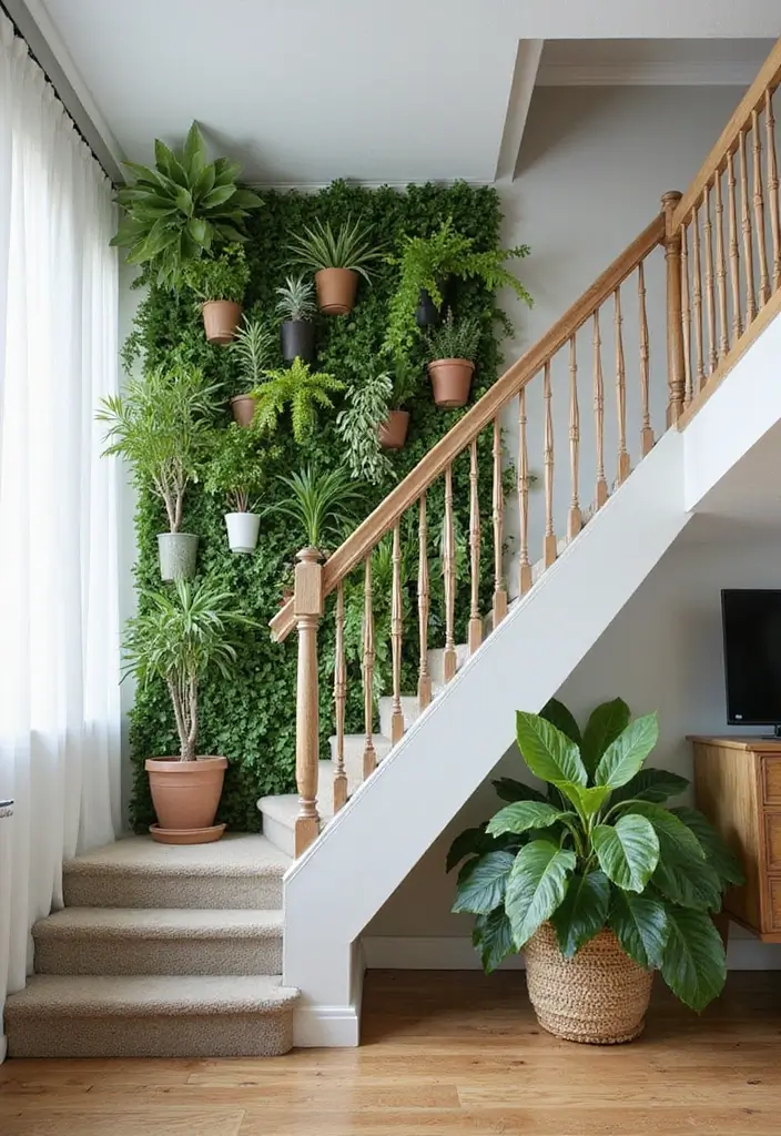 30 Stair Bulkhead Ideas Bedroom That Use Space Creatively - 14. Vertical Garden Space