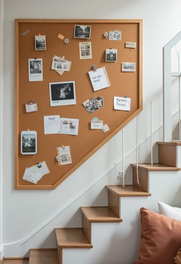 30 Stair Bulkhead Ideas Bedroom That Use Space Creatively - 16. Customizable Corkboard