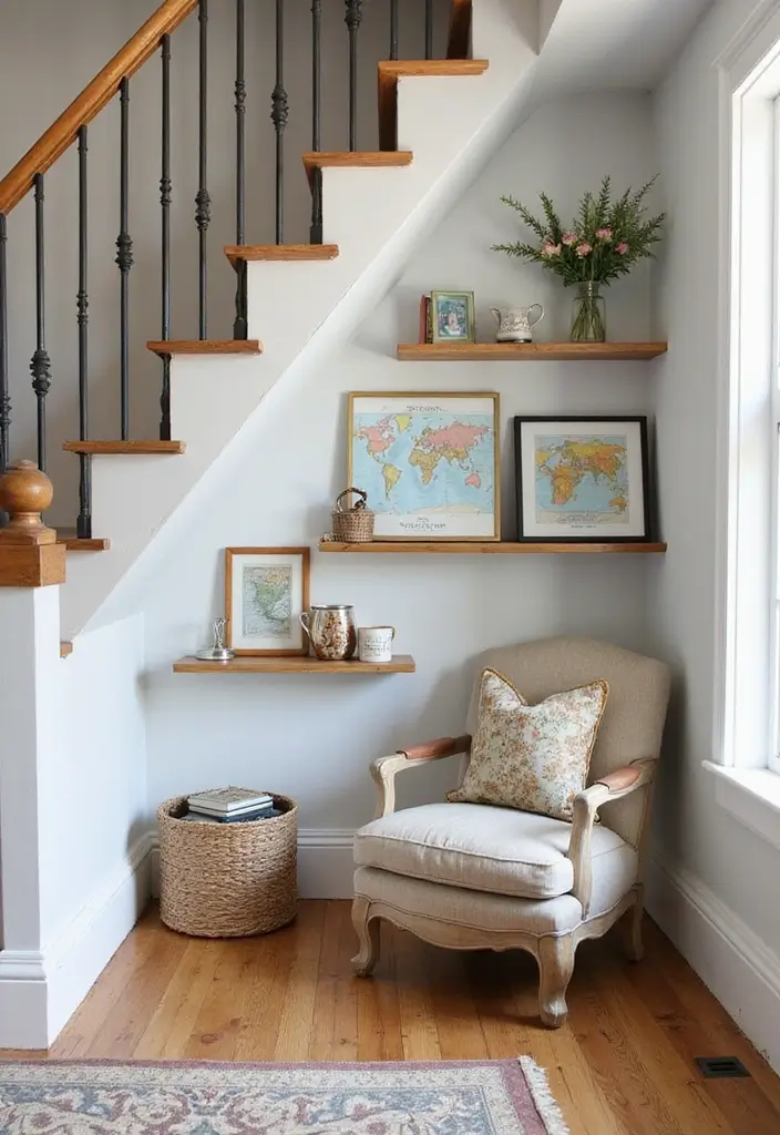 30 Stair Bulkhead Ideas Bedroom That Use Space Creatively - 19. Travel Display Corner