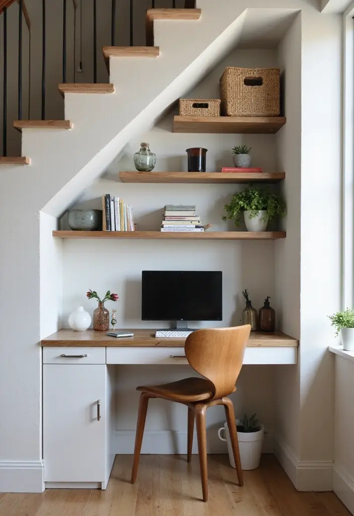 30 Stair Bulkhead Ideas Bedroom That Use Space Creatively - 4. Under-Bulkhead Desk