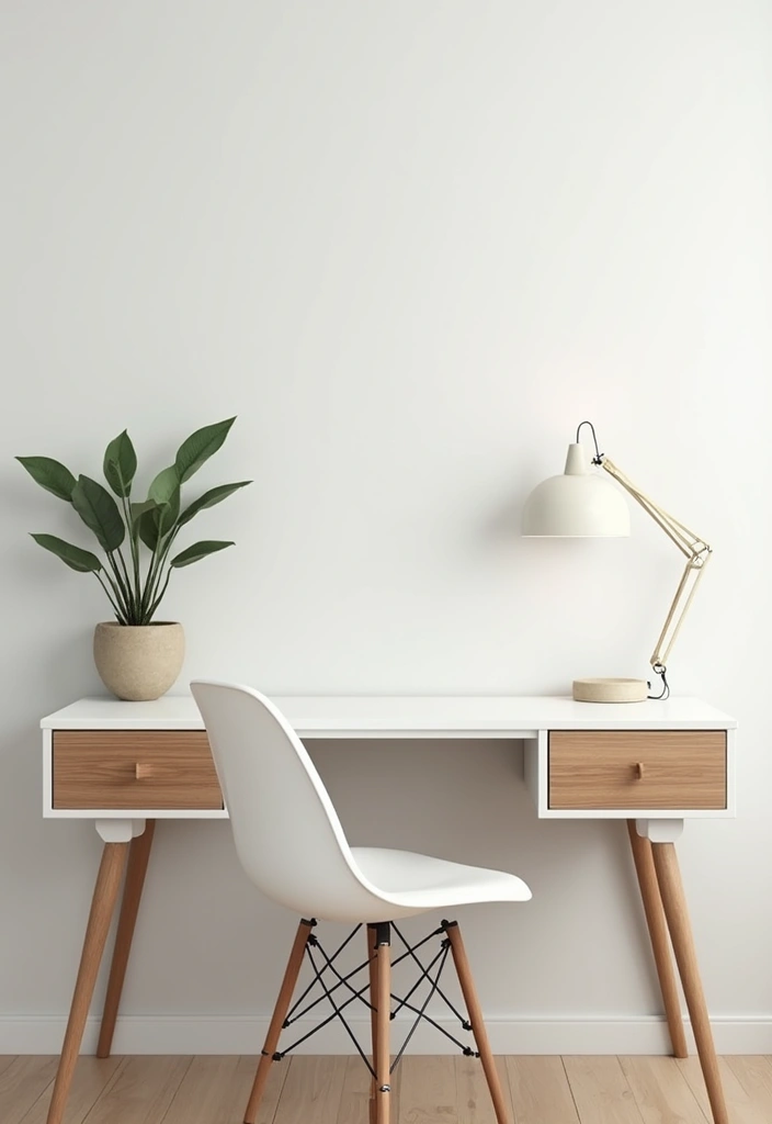 25 Bedroom Desk Ideas Aesthetic That Boost Productivity & Style - 1. Minimalist White Desk with Natural Accents