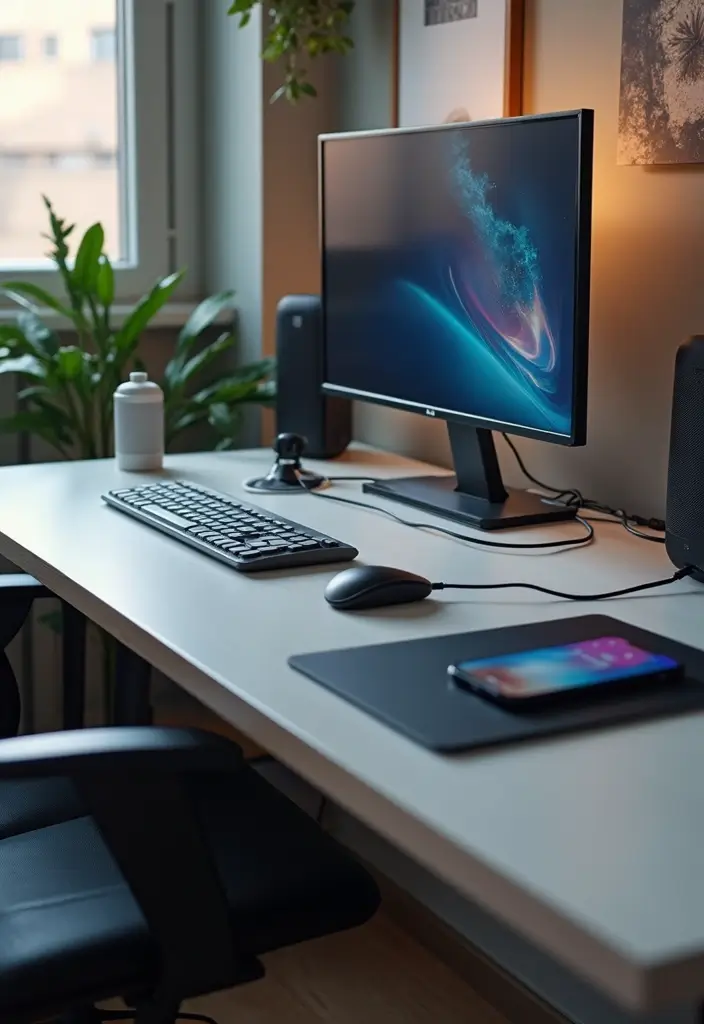 25 Bedroom Desk Ideas Aesthetic That Boost Productivity & Style - 13. Tech-Savvy Modern Desk