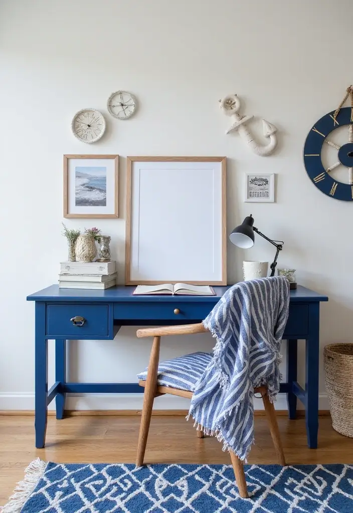 25 Bedroom Desk Ideas Aesthetic That Boost Productivity & Style - 17. Nautical Theme Workspace