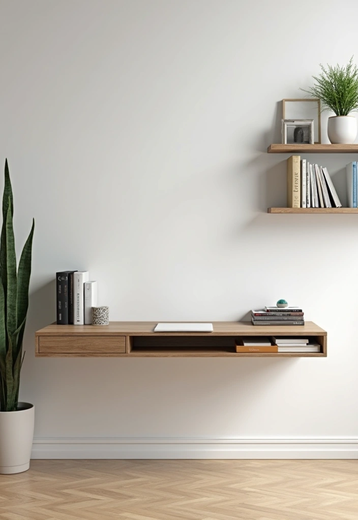 25 Bedroom Desk Ideas Aesthetic That Boost Productivity & Style - 3. Floating Desk with Minimal Clutter