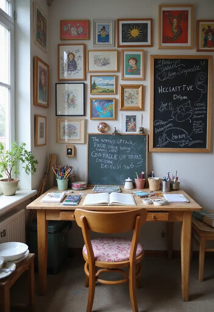 25 Bedroom Desk Ideas Aesthetic That Boost Productivity & Style - 5. Artistic Desk with Gallery Wall