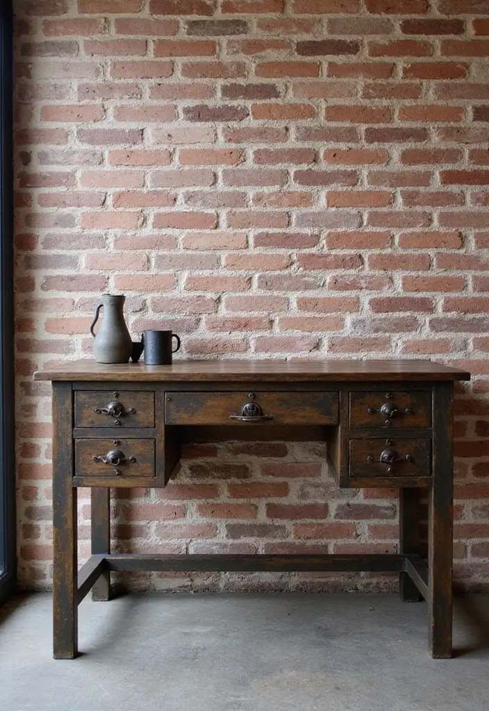 25 Bedroom Desk Ideas Aesthetic That Boost Productivity & Style - 9. Industrial Chic with Metal Accents