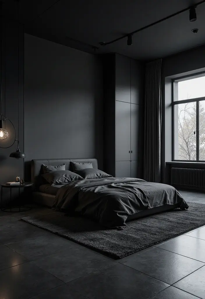 30 Black Aesthetic Bedroom Ideas That Are Sleek and Stylish - 13. Futuristic Elements