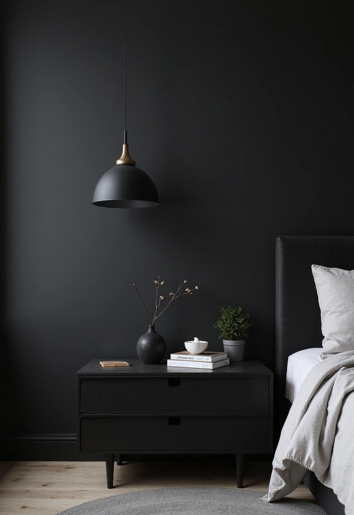 30 Black Aesthetic Bedroom Ideas That Are Sleek and Stylish - 24. Wall-mounted Nightstands
