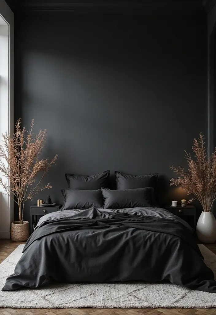 30 Black Aesthetic Bedroom Ideas That Are Sleek and Stylish - 30. Seasonal Decor Changes