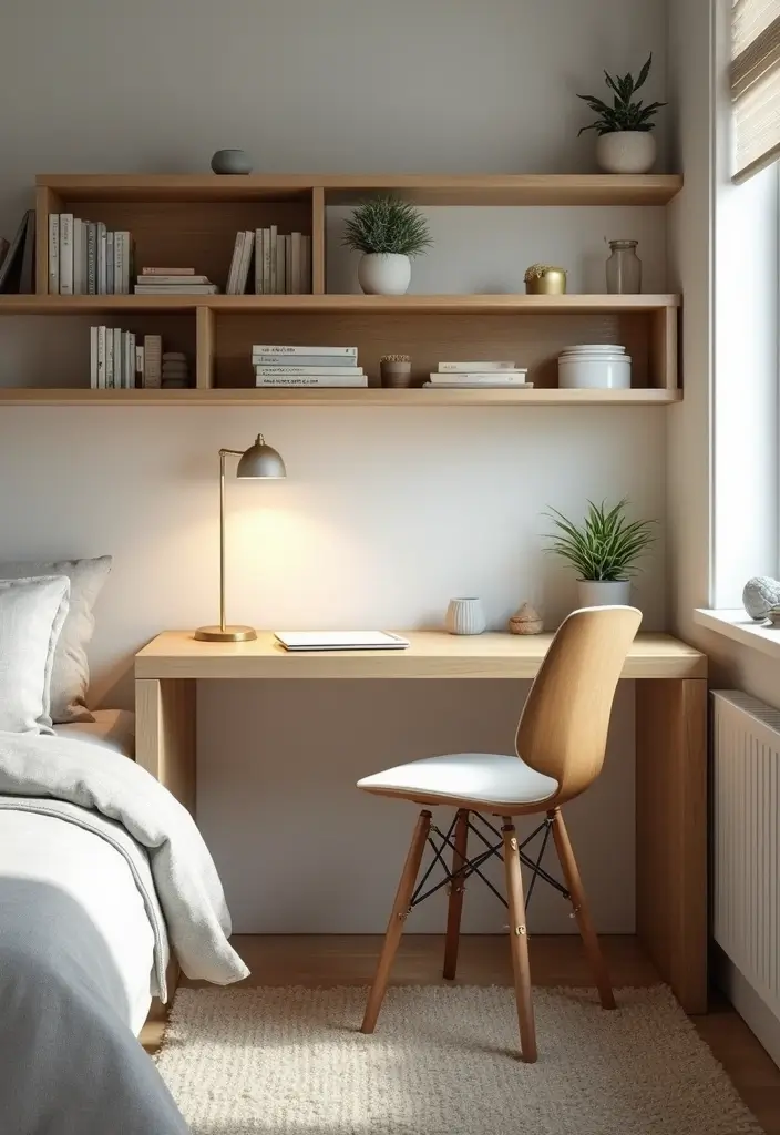30 Bloxburg Twin Bedroom Ideas That Are Cute & Compact - 20. Wall-Mounted Desks