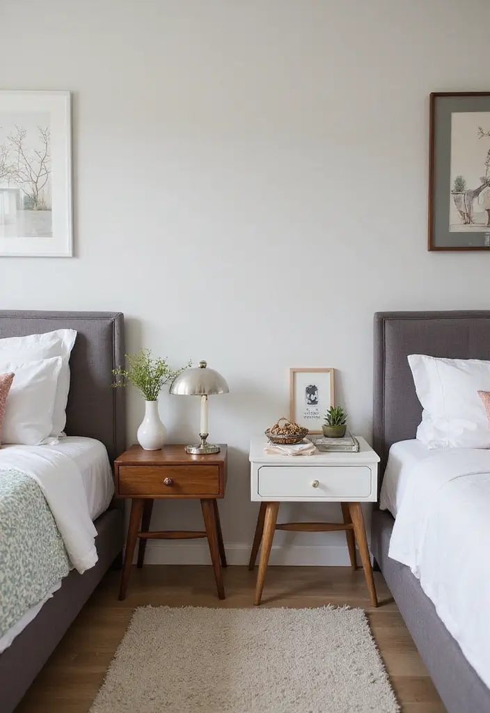 30 Bloxburg Twin Bedroom Ideas That Are Cute & Compact - 22. Stylish Bedside Tables